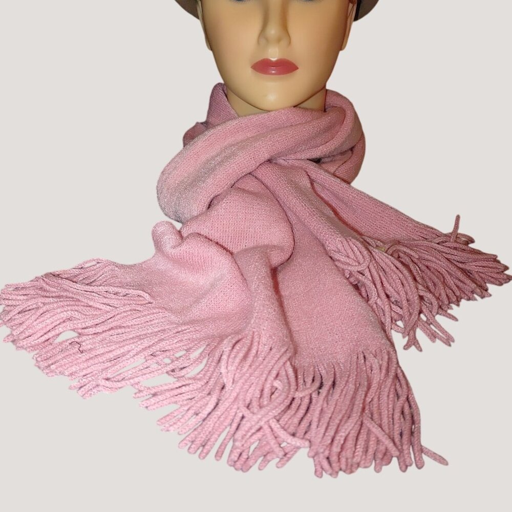 Scarf Echo Designer Soft Light Pink Fringed Winter Acrylic Womens Japan 60 by 9
